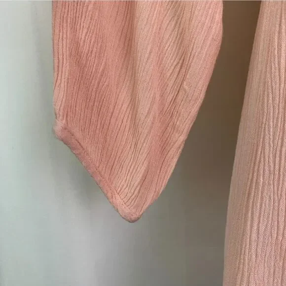 PURPLE Snow Boho Tunic Top Pale Pink Gauze Crochet Long Sleeves Size: L - Picture 8 of 9